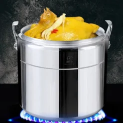 Large-Capacity Commercial Pressure Cooker with Safety Features for Gas and Induction Cooking