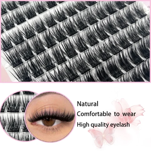 Alternative view of 120 Cluster Individual Lashes D Curl 8-14mm Mixed Tray Natural Eyelash Extension 3D Faux Mink Eyelashes bunches Makeup Tools