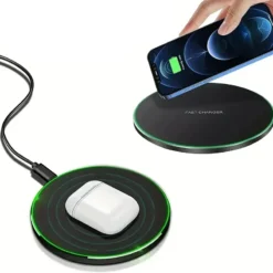 Alternative view of Wireless Charger Pad Stand with Fast Charging for iPhone and Samsung Devices