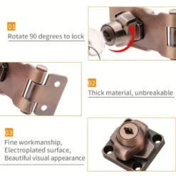 Alternative view of Heavy Duty Locking Hasp with Keys - Reliable Security Solution for Cabinets, Sheds, and Garages