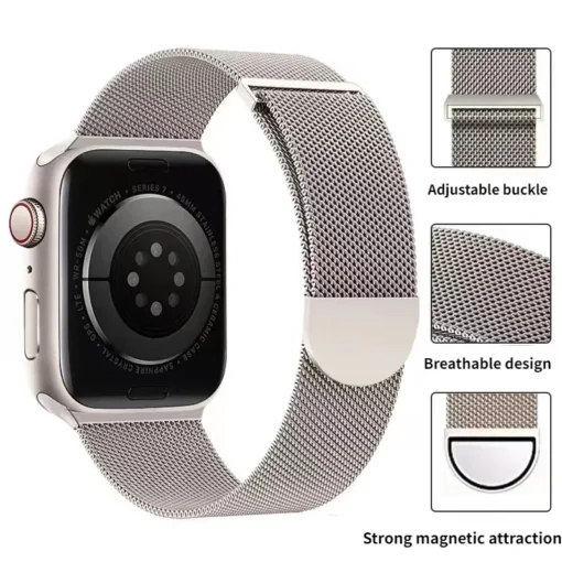 Metal Milanese Strap with Magnetic Closure for Apple Watch Series Ultra3/2 and Other Models - Image 5