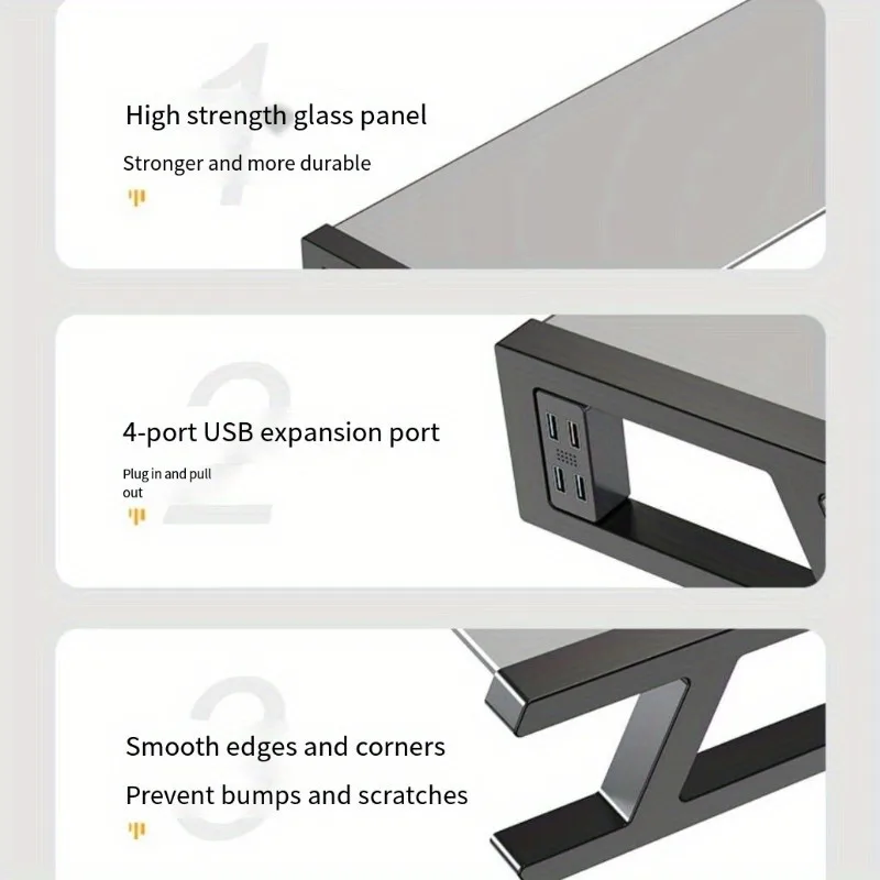 BEISHI Computer Monitor Desk Stand Reducing Neck Strain With Usb Hub Extender Heightened Frame Rack Desktop Screen Storage Base - Image 6