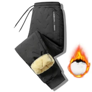Straight Trousers with Drawstring for Women, Thick and Warm for Winter - Black Straight, S