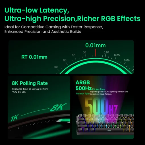 Mechanical Keyboard with Magnetic Switches, 8K ARGB Lighting, 60% Design for Gamers - Image 4