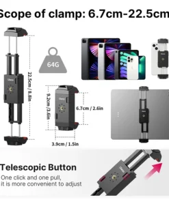 Alternative view of Ulanzi ST-29 Universal Tablet Tripod Mount Stand Phone Holder w Cold Shoe For iPhone iPad Air Pro Horizontal Vertical Shooting