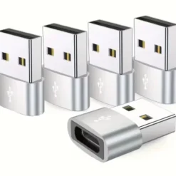 OTG USB to USB C Adapters Pack of 5 Durable Metallic Build Universal Compatibility for iPhone, iPad, Samsung S23, iWatch, AirPods