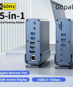 15 in 1 USB C HUB Docking Staion Multi-port Type C Thunderbolt wtih USB 3.0 HDMI PD 100W RJ45 SD/TF Audio 3.5 for Macbook Laptop