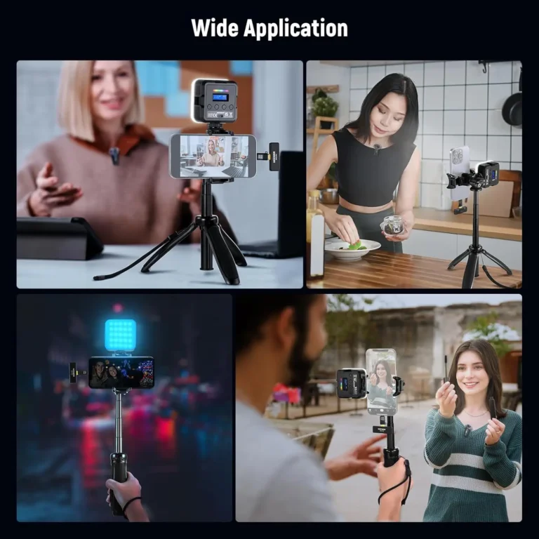NEEWER Vlogging Kit for Phone with RGB LED Light/Lavalier Wireless Microphone System/Selfie Stick Tripod for iPhone Android - Image 6