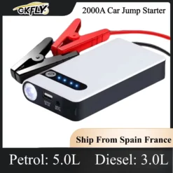 Portable Car Battery Charger Jump Starter 2000A Peak Current for 12V Vehicles