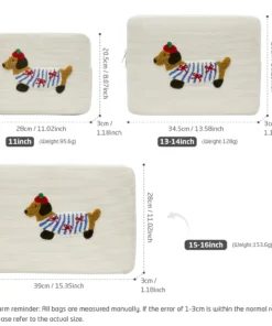 Alternative view of Cute Dogs Laptop Sleeve - 13-16 Inch Dachshund Design, Protective Case for Laptops and Tablets