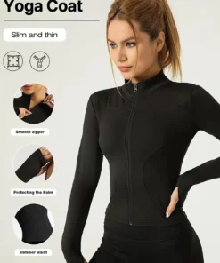 Fitness jacket, women's tight quick-drying top, 2025 autumn edition, long-sleeved sun-protective stand-up collar, sports Pilates