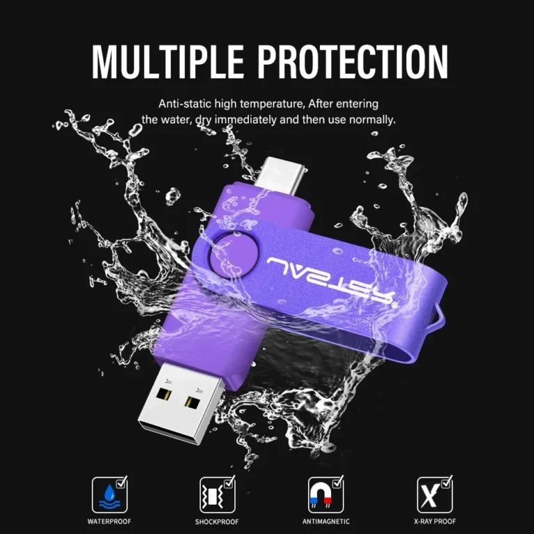 128GB Type-C USB Flash Drive with Key Chain - Red and Blue - Image 6