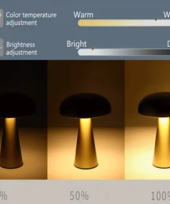 Alternative view of LED Table Lamp Retro Mushroom Touch Sensor Bedside Lamp Rechargeable Reading Lights For Bedroom Restaurant Bar Decor Lighting