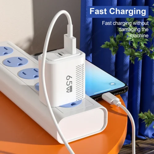 Alternative view of Total 65W GaN USB Fast Charger - EU/US Plug for iPhone, Xiaomi, Samsung, with QC 3.0 and Type-C PD Support