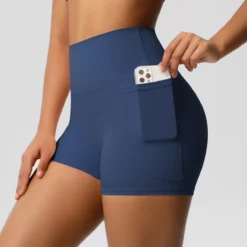 High Waist Sports Shorts with Pockets - Squat Proof and Quick Drying for Women