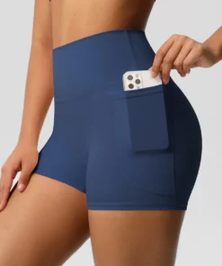 High Waist Women's Sports Shorts with Pockets - Squat Proof, Quick Drying Gym and Cycling Shorts