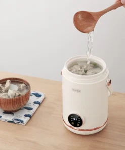 Alternative view of Portable 1L Electric Rice Cooker with Ceramic Liner - Multifunctional Hot Pot for Home Kitchen