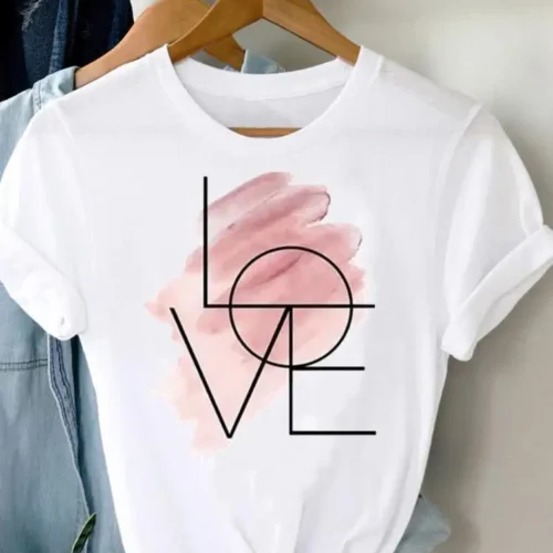 Love T-shirt Summer Short Sleeve Print Clothes Graphic T Shirt Clothing Tee Women Fashion Female Top
