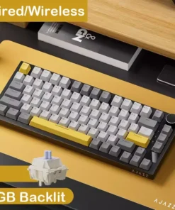 AJAZZ AK820 Pro Wired&Wireless Mechanical Gaming Keyboard Tri-Mode RGB Backlit Hot-Swappable Switches,70% Compact Layout,PC/Mac