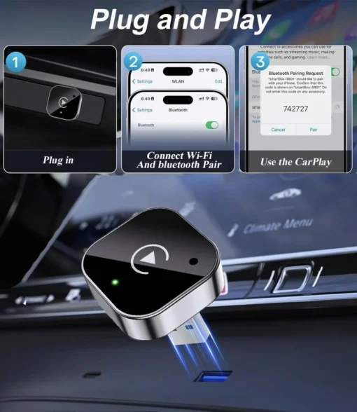 Wireless CarPlay Adapter with Fast, Stable Connection for Apple iPhone and Android Users (2025-2026 Upgrade) - Image 5