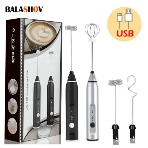 Portable Electric Milk Frother - Handheld USB Coffee Maker & Whisk Mixer