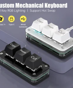 RGB 3 Keys Macro Programming Mini Keyboard for Photoshop Gaming Hotswap Programming Keypad Copy Paste Mini Button Macropad
