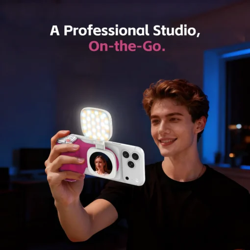 iPhone Shooting Grip with Detachable Bluetooth Remote and Optional Fill Light for Cameras - Image 6