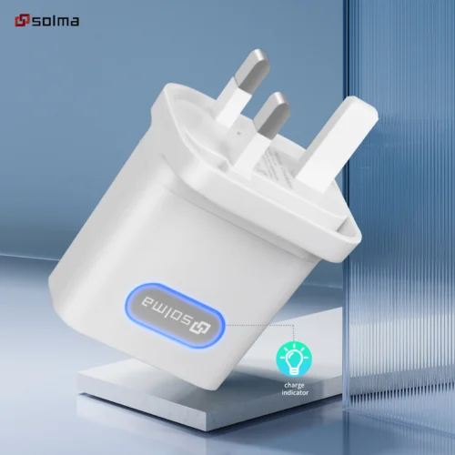 SOLMA UK Standard Charging Head 3 Ports 3.1A USB Charger For iPhone Xiaomi With Display Mobile Plug Universal Fast Charger