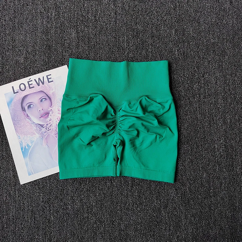 High Waist Peach Yoga Shorts for Women – Knitted, Elastic, Comfortable Fit - Image 5