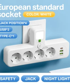 EU Plug AC Power Strip Multiprise Wall Mounted Socket Universal Network Filter USB Ports Separate Switch light Adapter