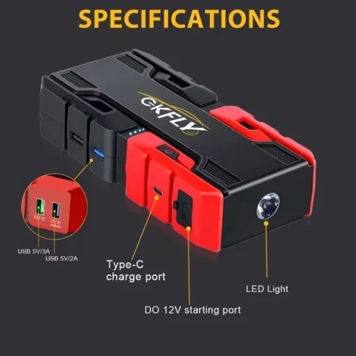 Car Jump Starter with 44.4Wh Power Bank for Diesel and Petrol Vehicles - Image 4