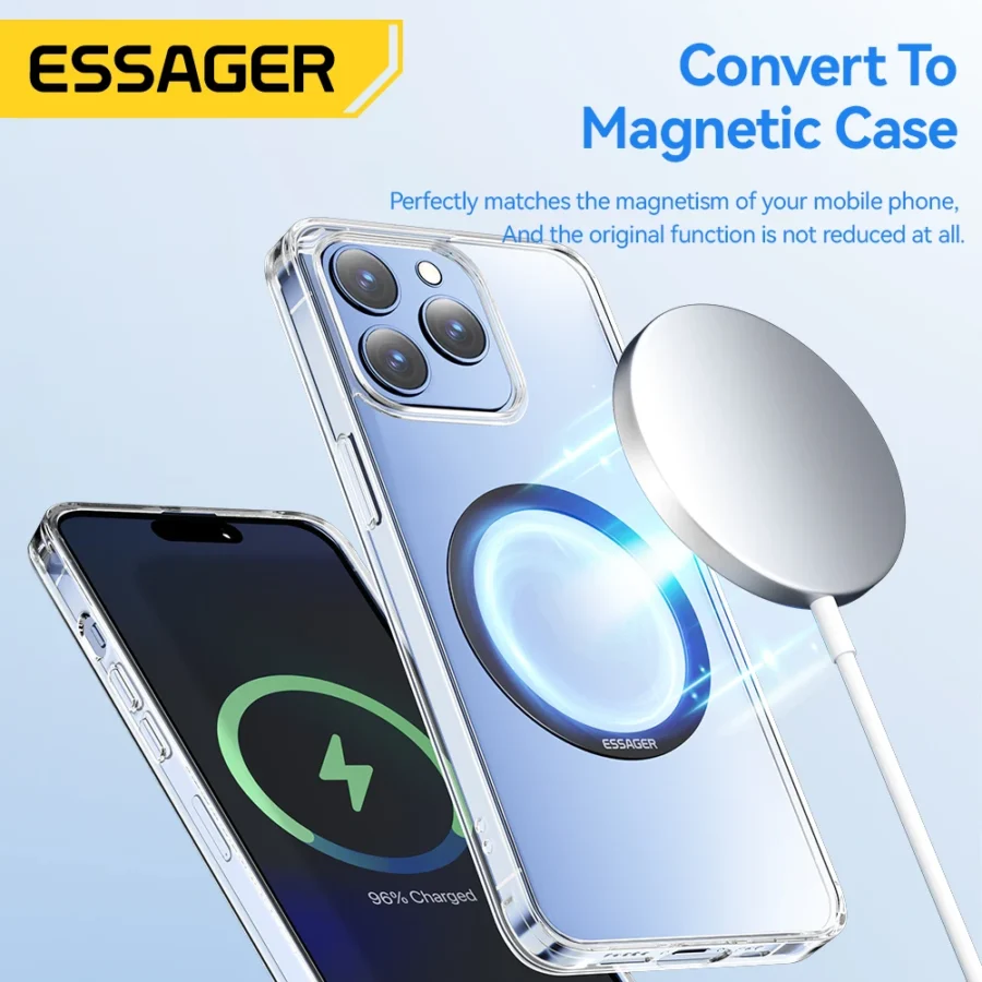 Essager 2PCS Magnetic Metal Ring for Magsafe iPhone 15 14 13 12Pro Android Phones Plate Sticker Rings For Wireless Charger Stand - Image 3