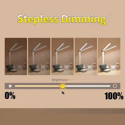 Alternative view of LED Desk Lamp 3 Levels Dimmable Touch Night Light USB Rechargeable Eye Protection Foldable Table Lamp For Bedroom Bedside Desk