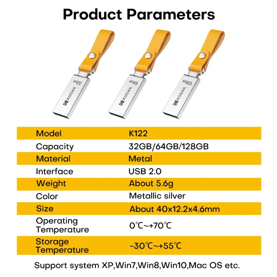 KODAK USB Flash Drive with Leather Band - 128GB, 64GB, 32GB Options for PC - Image 6