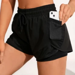 Alternative view of Yoga Shorts for Daily Wear with High Waist, Breathable Fabric, and Elastic Fitness for Active Individuals