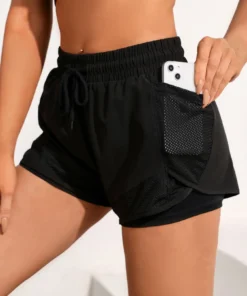 Alternative view of Gym training, running, high waist, breathable exercise, elastic fitness, daily wear of yoga shorts