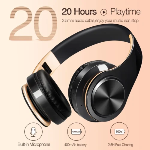 Alternative view of Men Gift Gold Wireless Headphones Bluetooth Earphone Stereo Headset Game with Build-in MIC with Universal for Android and iOS