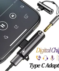 Digital Decoding USB Type C to 3.5mm Jack Headphone Adapter Splitter Fast Charger 20W for Samsung S22 S20 Xiaomi 11 12 iPhone 15