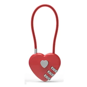 Zinc Alloy Love Lock Heart Combination Lock for Bags and Trolley Boxes - Red