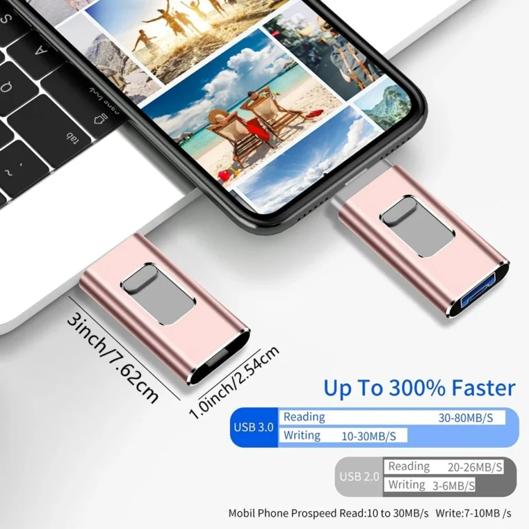 iPhone USB Flash Drive 2TB - 3-in-1 USB 3.0 Memory Stick - Image 2