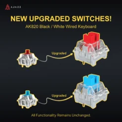 Alternative view of Ajazz AK820Pro Wireless Mechanical Gaming Keyboard with Custom Knob and Hot Swapping Gasket