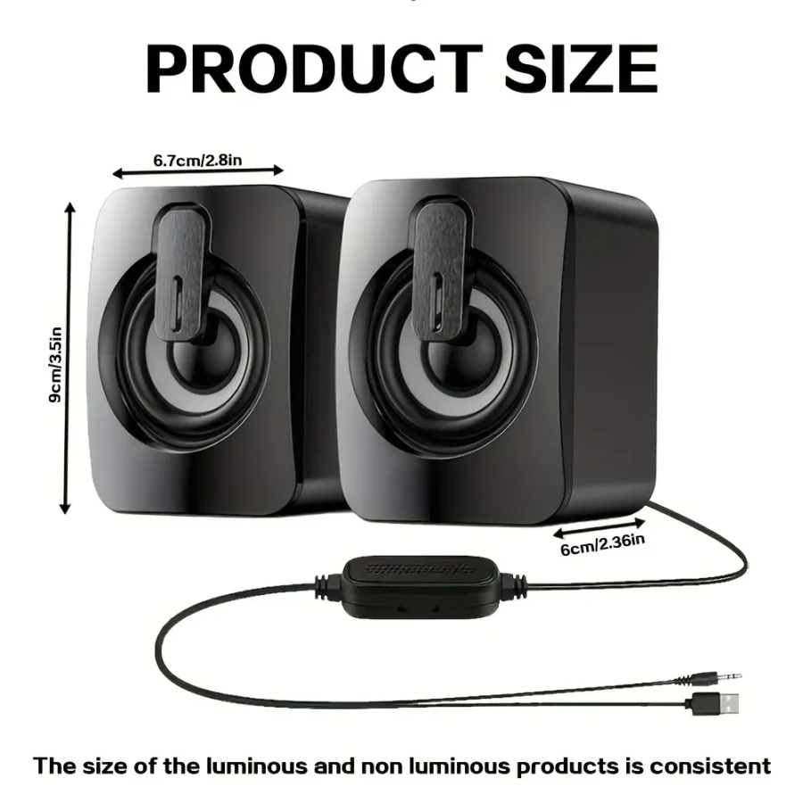 HIFI USB Wired Desktop Speakers with LED Light and Microphone - Clear Sound Quality - Image 4