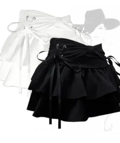 Alternative view of Women’s Vintage Kawaii Denim Mini Skirt with Bow - A-line Summer Fashion