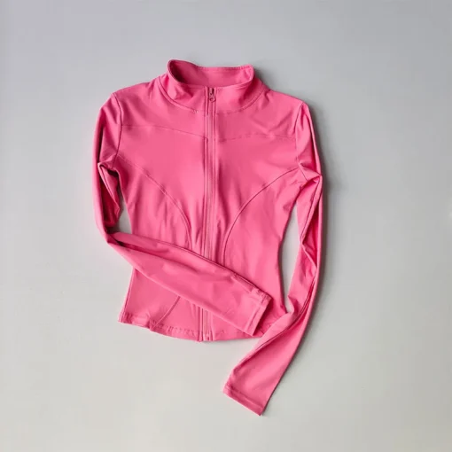 Long Sleeved Zipper Jacket with Quick Dry Fabric for Women's Outdoor Sports and Fitness - Image 4