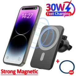Magnetic Wireless Car Charger 30W Fast Charging for MagSafe iPhone 16 15 14 13 Pro Max and Samsung