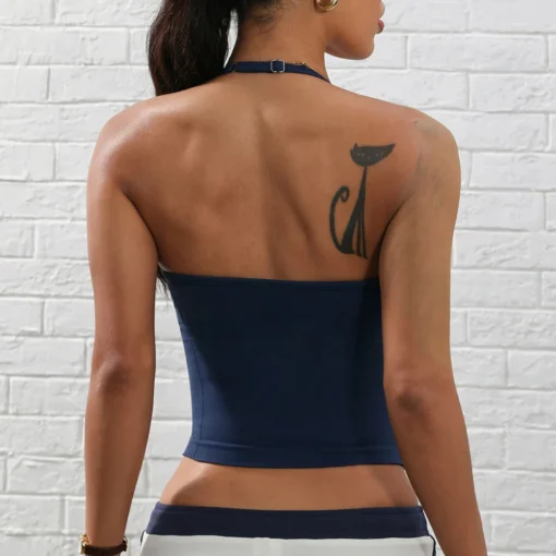 Adjustable Strappy Gym Top with Removable Cups for Women - Backless Scrunch Bra Yoga Tank - Image 5