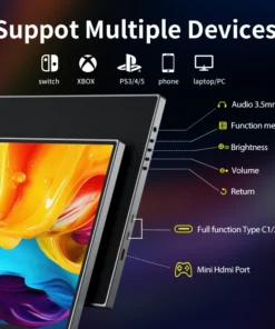 Alternative view of HGFRTEE 15.6" Portable 1080P Monitor with HDMI and USB-C for Gaming and Extended Display