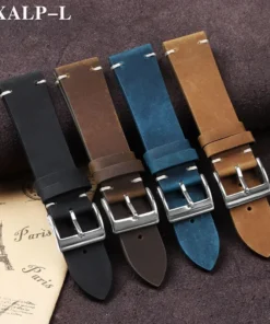 Alternative view of Vintage Oil Wax Leather Watch Band 18mm 20mm 21mm 22mm Handmade Stitching Cowhide Strap for Omega for Seiko Smartwatch Wristband