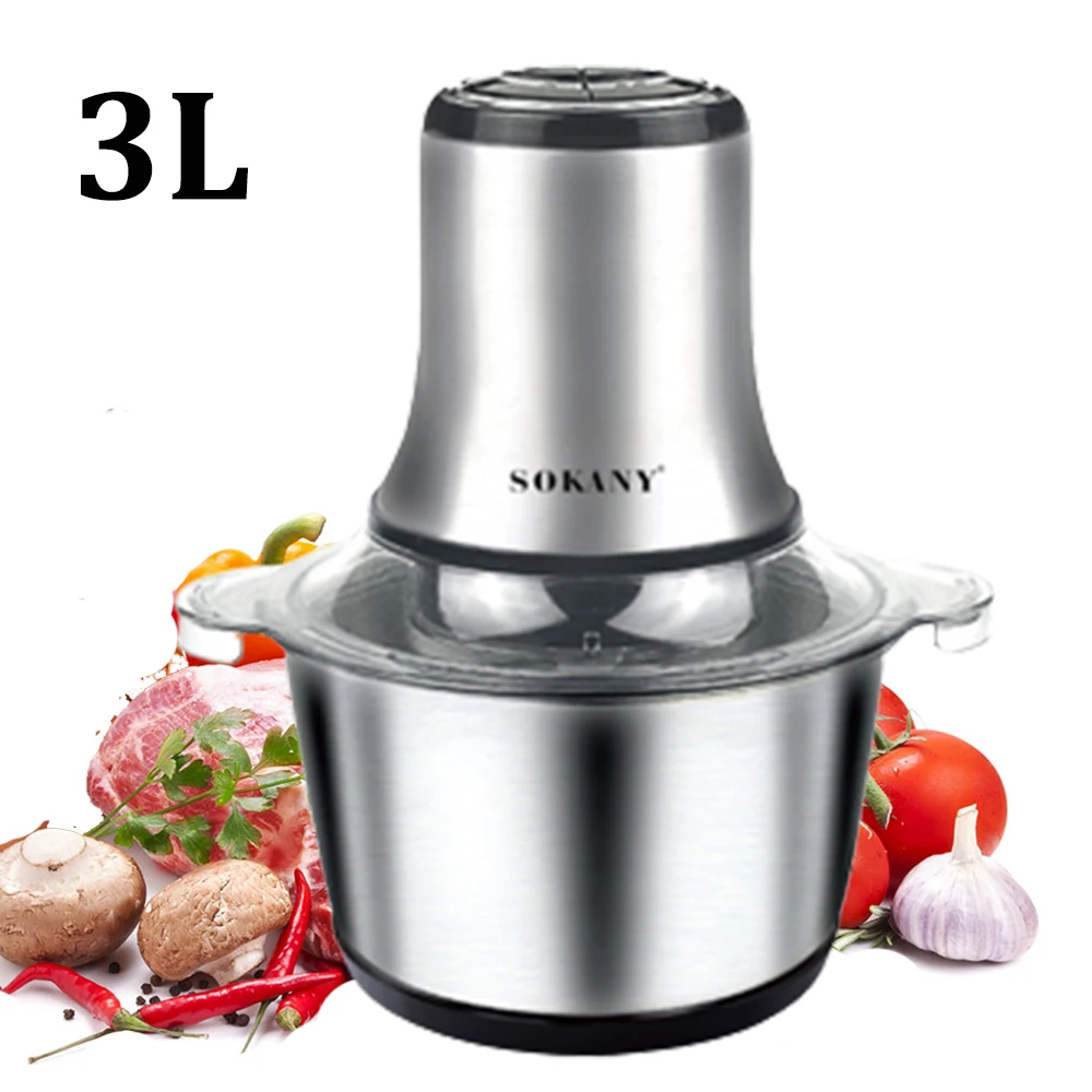 800W 3L Stainless Steel Electric Meat Grinder and Food Processor