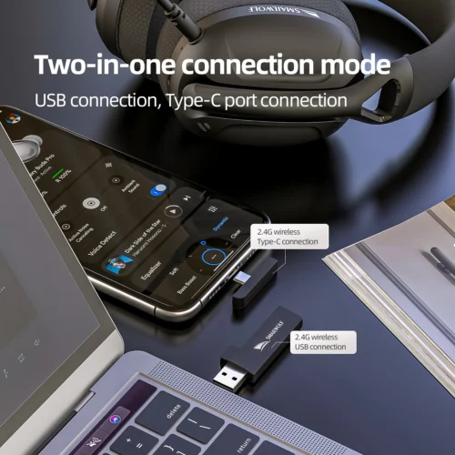 Alternative view of SmailWolf-L80 Bluetooth wireless three-mode headphones headset lightweight headset 2.4G gaming headsets sports bass